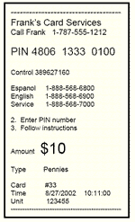 Cellular Phone Card Pin voucher 
